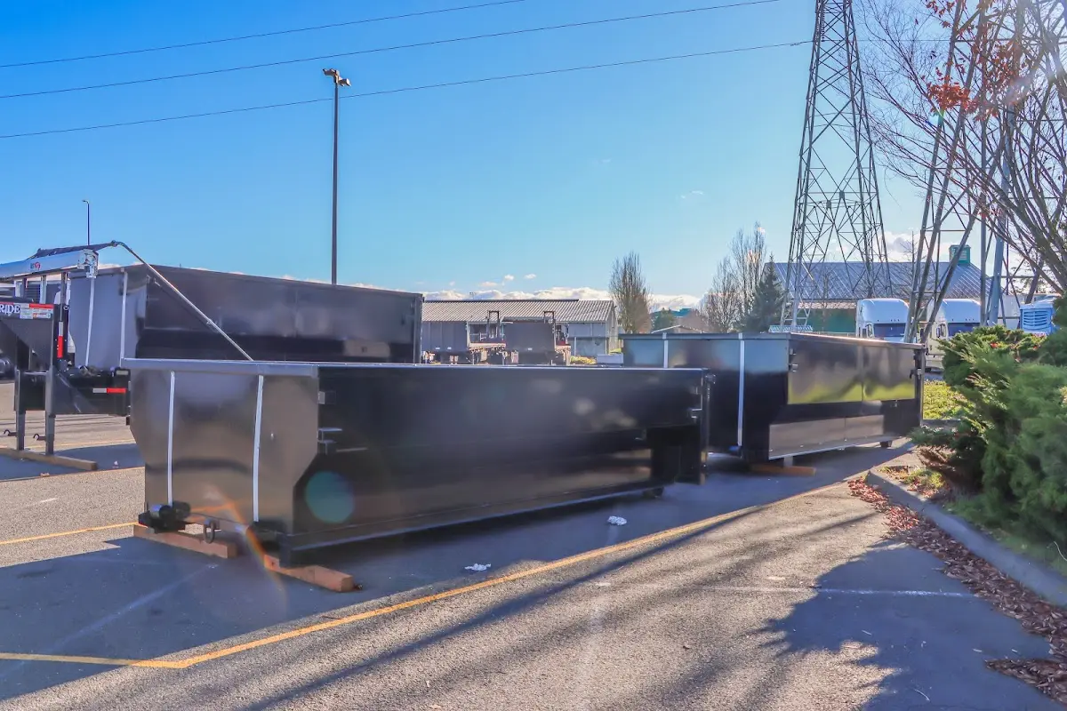 Roll-off dumpster ready for waste disposal at job site for 6 Yard Dumpster Rental in Marion